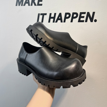 Muške cipele za posao, jesen 2025, okrugli vrh, slip-on, debeli đon, niski pet, Derby stil, model 8176-A