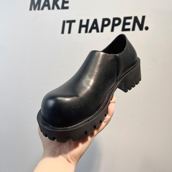 Muške cipele za posao, jesen 2025, okrugli vrh, slip-on, debeli đon, niski pet, Derby stil, model 8176-A