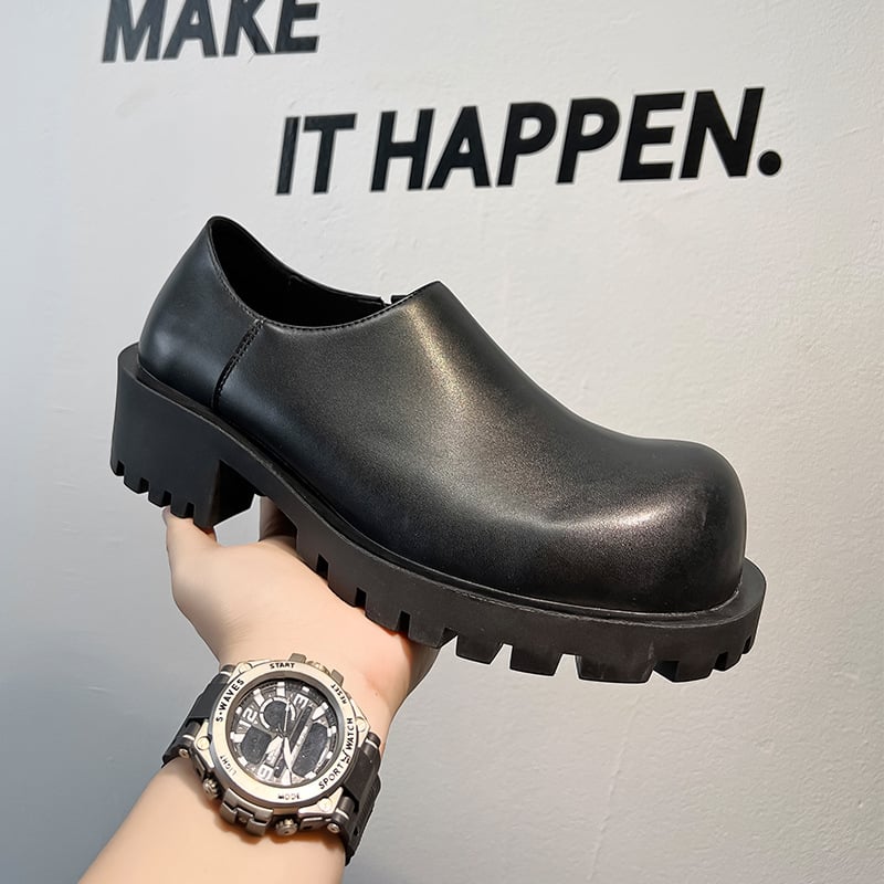 Muške cipele za posao, jesen 2025, okrugli vrh, slip-on, debeli đon, niski pet, Derby stil, model 8176-A