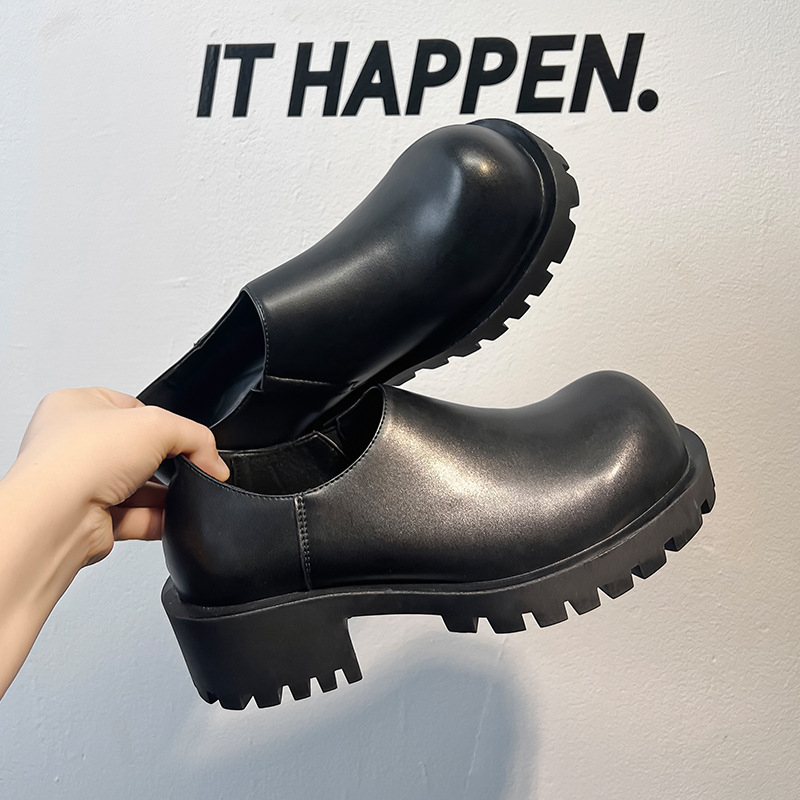 Muške cipele za posao, jesen 2025, okrugli vrh, slip-on, debeli đon, niski pet, Derby stil, model 8176-A