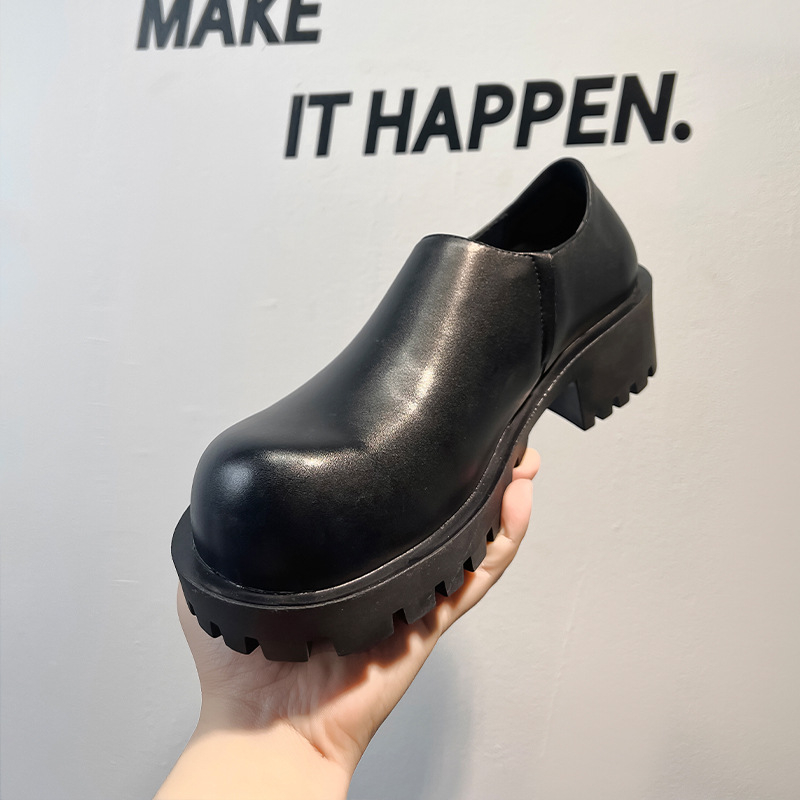 Muške cipele za posao, jesen 2025, okrugli vrh, slip-on, debeli đon, niski pet, Derby stil, model 8176-A