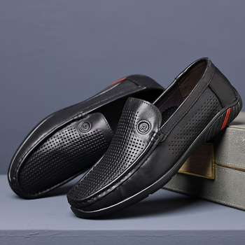 Novo: Muški casual kožni loaferi slip-on s izrezima za prozračnost, udobni za vožnju, velika veličina