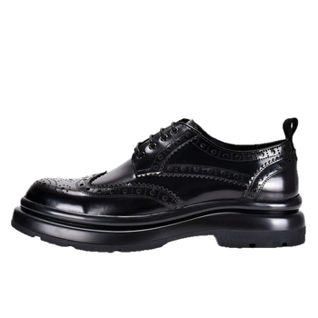 Muške kožne cipele, proljeće i jesen, prava koža, vezanje, debela potplata, brogue graviran uzorak, poslovni casual stil