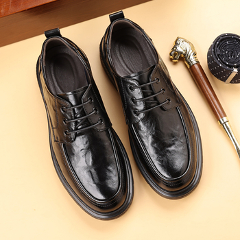Мъжки кожени обувки за бизнес и ежедневие, британски стил, връзки