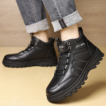 Muške zimske čizme od teleće kože s baršunastom podstavom, visokog kroja, vezice, svakodnevne zimske čizme