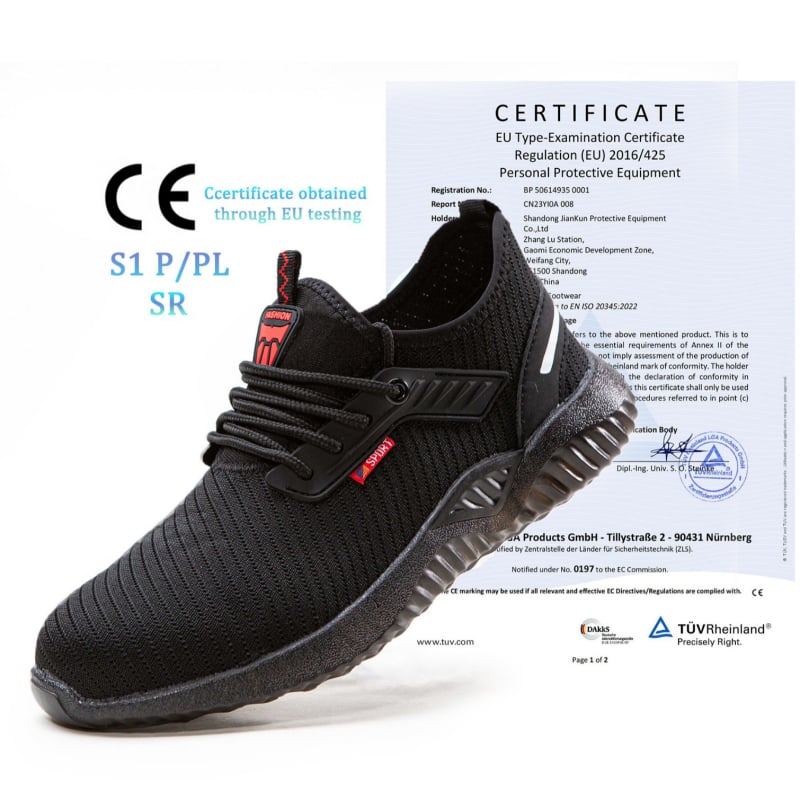 CE-certificirane muške radne sigurnosne tenisice, otporne na udarce i probijanje, gumeni potplat, svakodnevna obuća za četiri sezone, crne tenisice