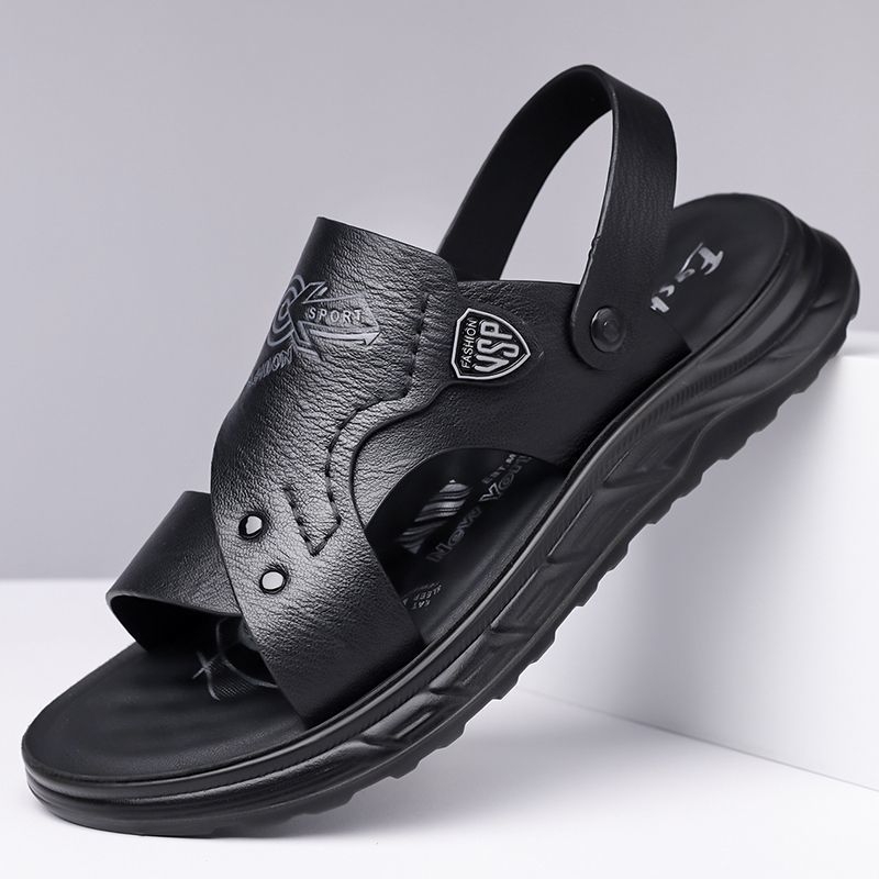 Muške ljetne sandale od prave kože, casual, protuklizne, otporne na habanje, prozračne, za plažu s mekom potplatom