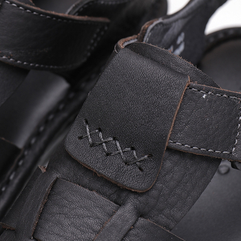 Sandale din piele pentru bărbați, Velcro, vârf închis, confortabile, vară, pentru plajă