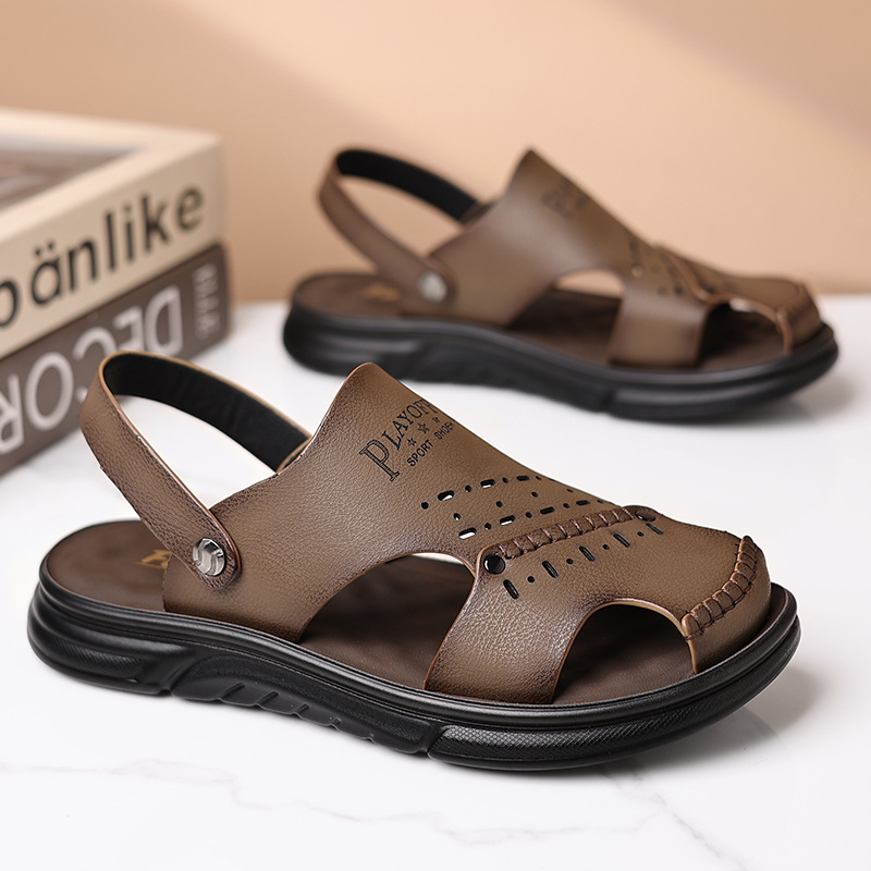 Chengfa Sandale pentru bărbați 2025, talpă moale, vârf deschis, respirante, impermeabile, antiderapante, pentru plajă și exterior