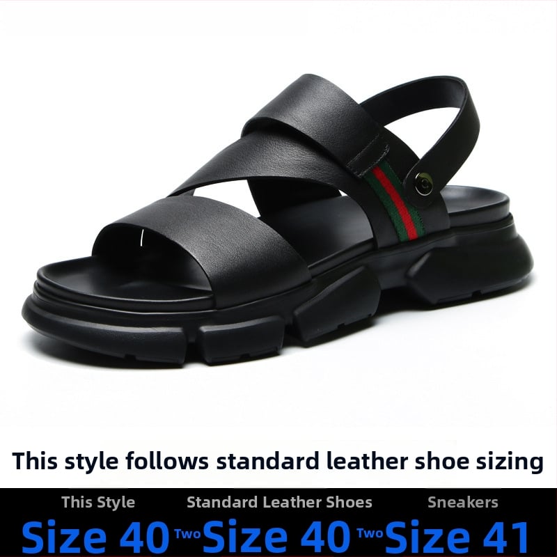 Sandale din piele pentru bărbați, stil european, pantofi de plajă vară, respirabile, închidere cu cataramă, utilizare duală