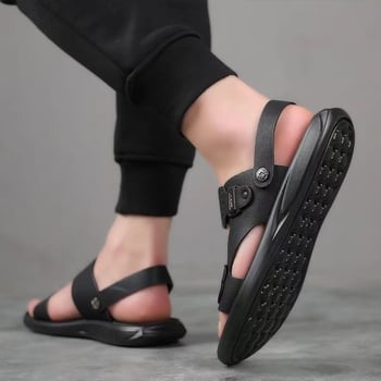 Sandale bărbătești din piele naturală, casual sport, pentru plajă, vară, antiderapante, talpă moale, purtare dublă