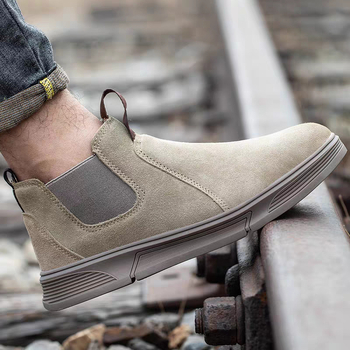 Muške radne cipele s čeličnim vrhom, otporne na udarce i probijanje, zavarivačke cipele, slip-on, velur, protiv opeklina