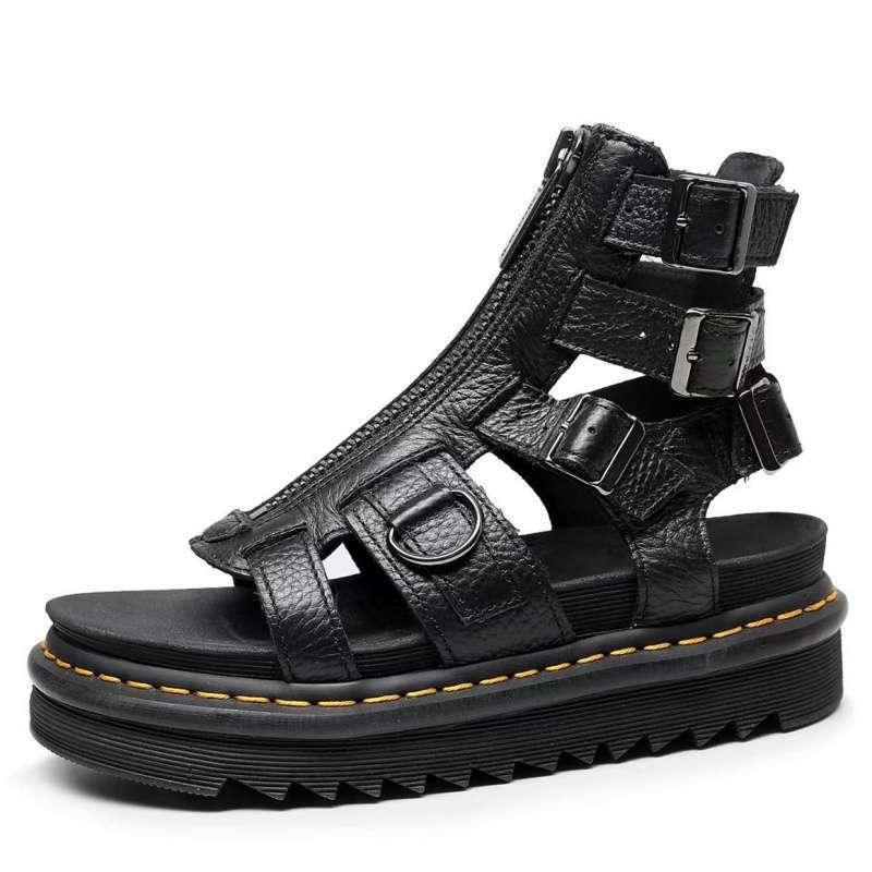 Sandale romane pentru bărbați, vară, respirabile, anti-derapare, stil înalt, cu fermoar