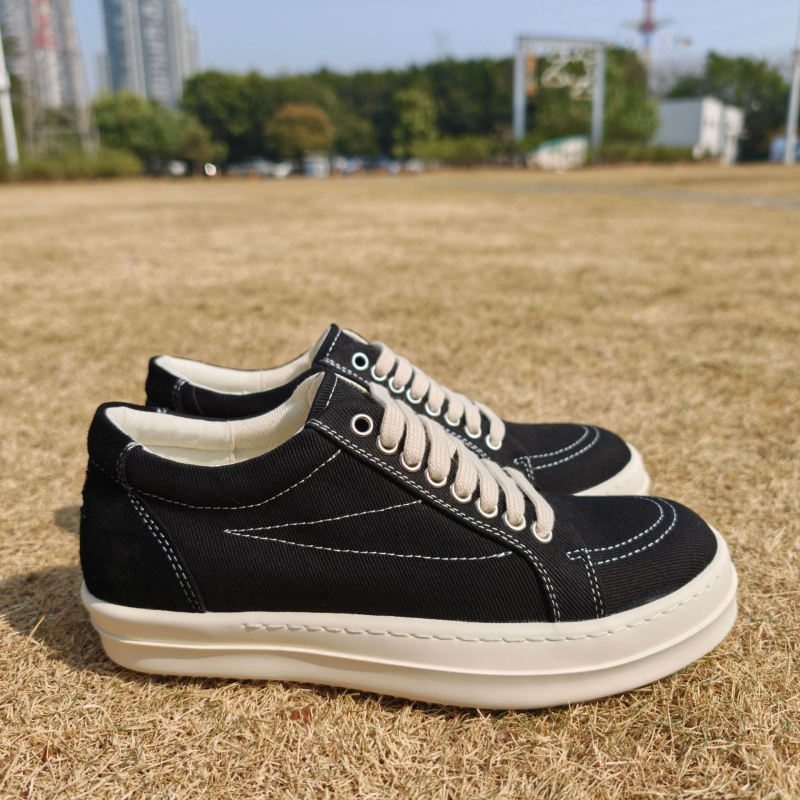 2025 nova Ro stil crne platnene tenisice s malim trokutom, unisex, s debelim potplatom, vezivne casual obuća