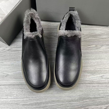 Muške zimske čizme slip-on od prave kože sa vunenom podstavom, debelo tople snježne čizme s kožno-krznenom unutrašnjošću