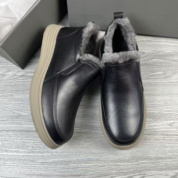 Muške zimske čizme slip-on od prave kože sa vunenom podstavom, debelo tople snježne čizme s kožno-krznenom unutrašnjošću
