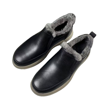 Muške zimske čizme slip-on od prave kože sa vunenom podstavom, debelo tople snježne čizme s kožno-krznenom unutrašnjošću