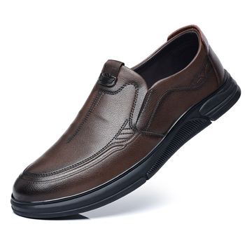Muške kožne cipele, prozračne, casual-business stil, crne, bez pertli, meka gumena potplata, protuklizne, PU ulošak.