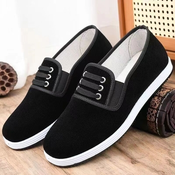 Unisex crne cipele od korduroj materijala, slip-on, mekan potplat, protuklizne, izdržljive, svakodnevne radne cipele