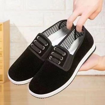 Unisex crne cipele od korduroj materijala, slip-on, mekan potplat, protuklizne, izdržljive, svakodnevne radne cipele