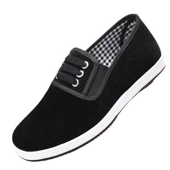Unisex crne cipele od korduroj materijala, slip-on, mekan potplat, protuklizne, izdržljive, svakodnevne radne cipele