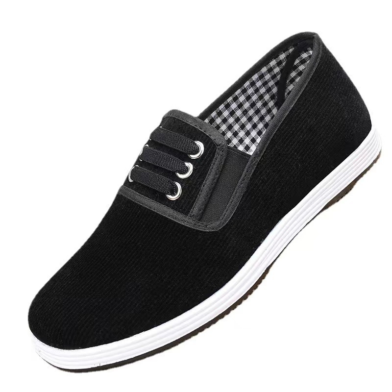 Unisex crne cipele od korduroj materijala, slip-on, mekan potplat, protuklizne, izdržljive, svakodnevne radne cipele