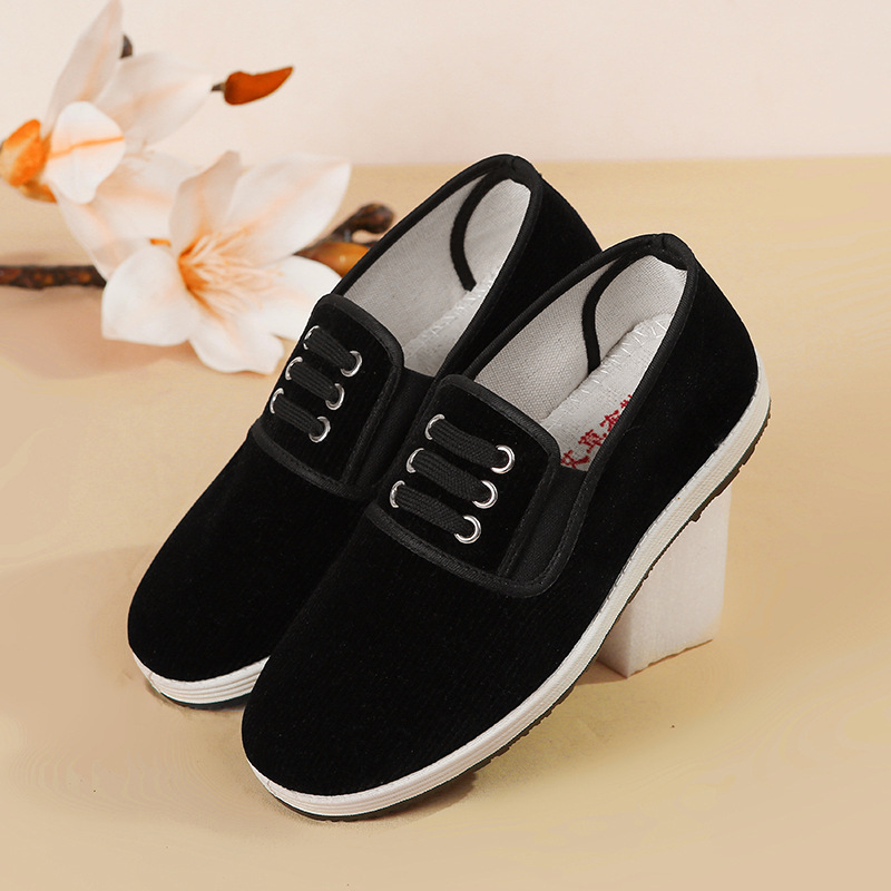Unisex crne cipele od korduroj materijala, slip-on, mekan potplat, protuklizne, izdržljive, svakodnevne radne cipele