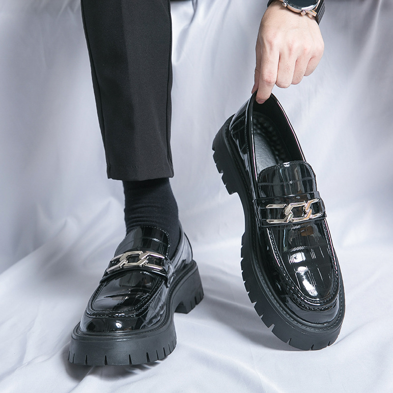 Мъжки кожени обувки в британски стил, нисък връх, slip-on, удобна мека подметка, подходящи за всички сезони, плюс размер