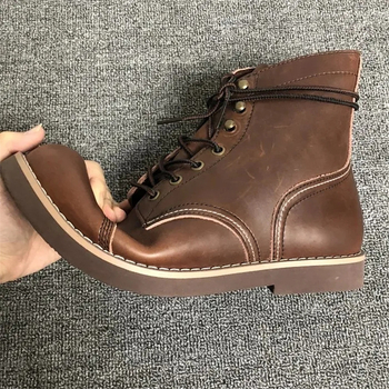 Muške Martine čizme od teleće kože s voskom, srednje visoke za outdoor, vintage stil