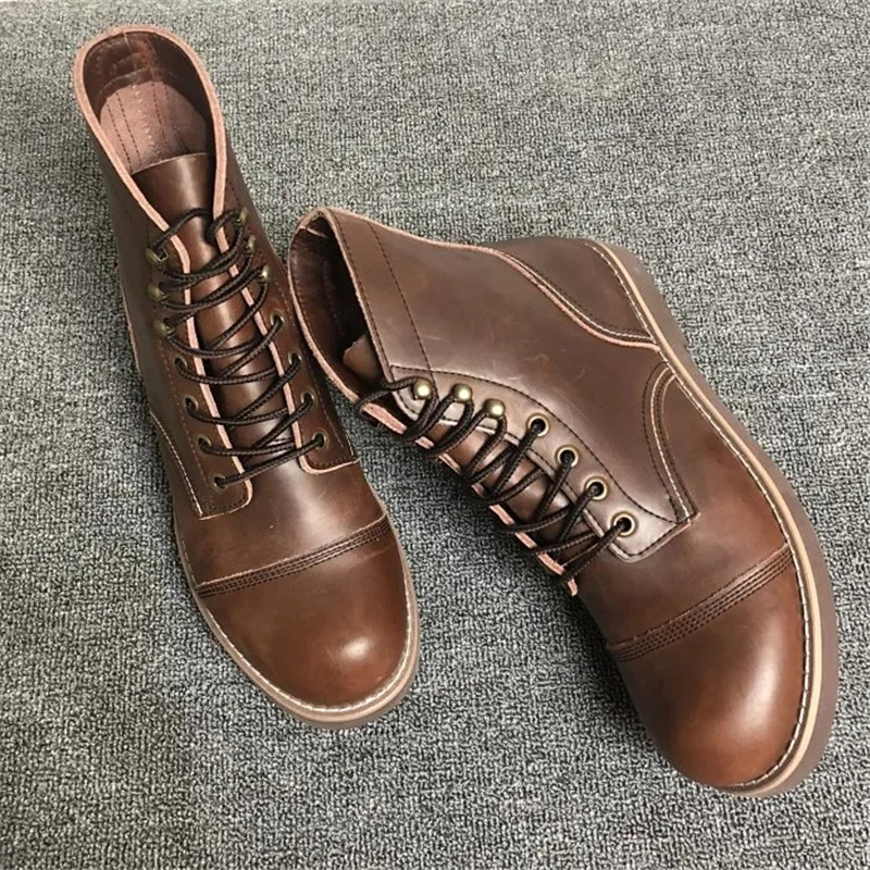 Muške Martine čizme od teleće kože s voskom, srednje visoke za outdoor, vintage stil