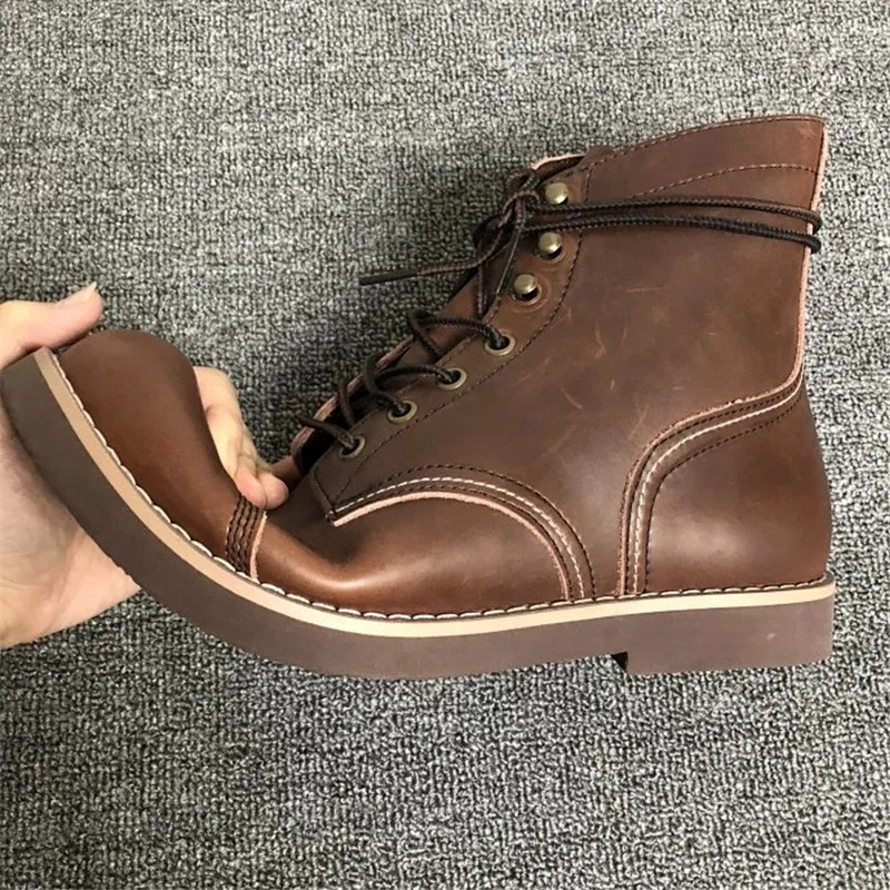 Muške Martine čizme od teleće kože s voskom, srednje visoke za outdoor, vintage stil