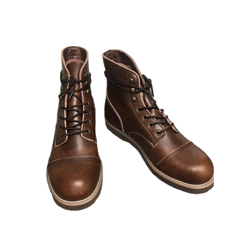 Muške Martine čizme od teleće kože s voskom, srednje visoke za outdoor, vintage stil