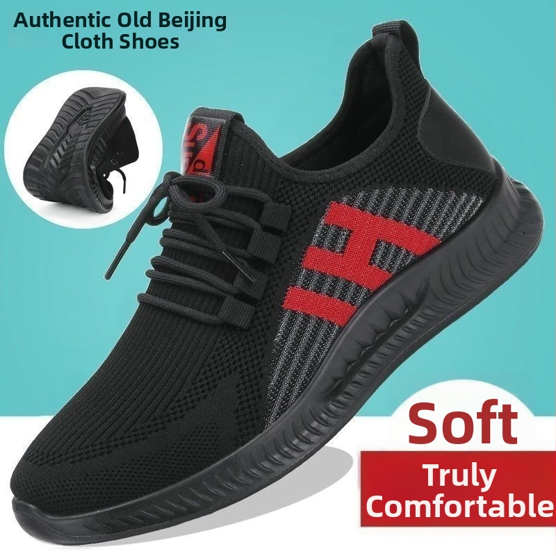 Muške platnene tenisice Old Beijing, ljetne prozračne mrežaste, mekana podloga, protuklizne, velike veličine