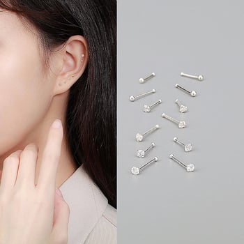 S999 Čisto srebro, ženske naušnice u obliku srca, minimalistički dizajn za piercing uha