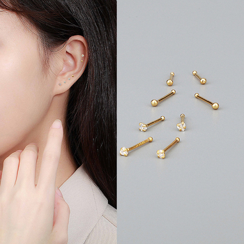 S999 Čisto srebro, ženske naušnice u obliku srca, minimalistički dizajn za piercing uha