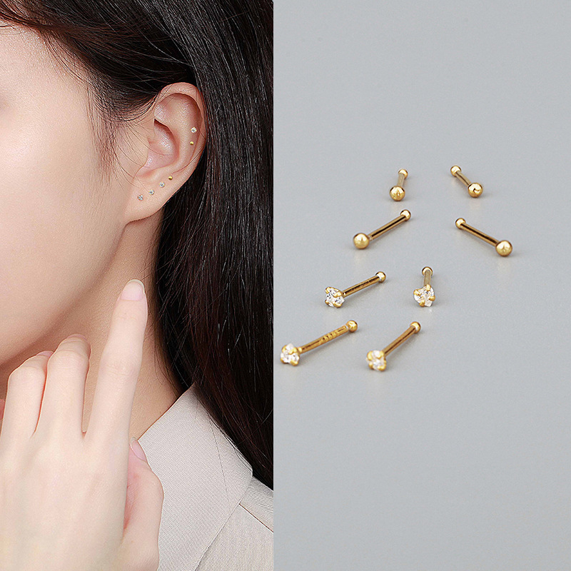 S999 Čisto srebro, ženske naušnice u obliku srca, minimalistički dizajn za piercing uha