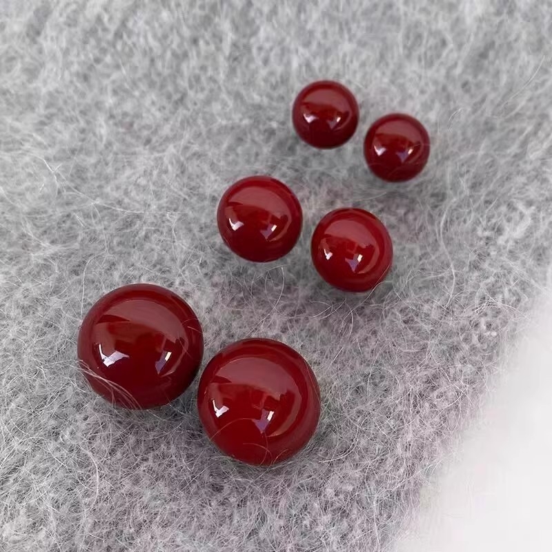 Naušnice od srebra 999, burgundske boje, u obliku graha, za žene, s ugrađenim perlama, retro Hong Kong stil