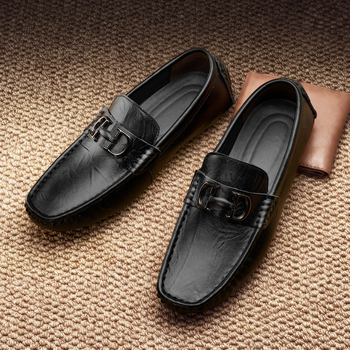 Muške kožne loaferice s prozračnom mekom potplatom, casual slip-on u britskom stilu za ljeto