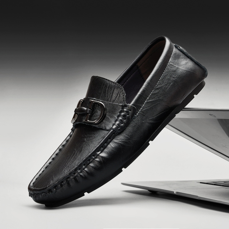 Muške kožne loaferice s prozračnom mekom potplatom, casual slip-on u britskom stilu za ljeto