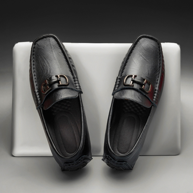 Muške kožne loaferice s prozračnom mekom potplatom, casual slip-on u britskom stilu za ljeto
