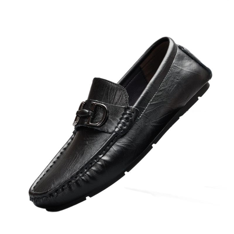 Muške kožne loaferice s prozračnom mekom potplatom, casual slip-on u britskom stilu za ljeto