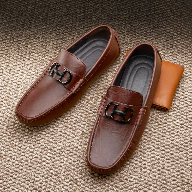 Muške kožne loaferice s prozračnom mekom potplatom, casual slip-on u britskom stilu za ljeto