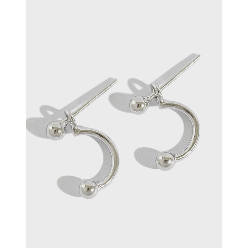 YH339 Korejski stil, S925 srebro, geometrijske okrugle perle naušnice za žene