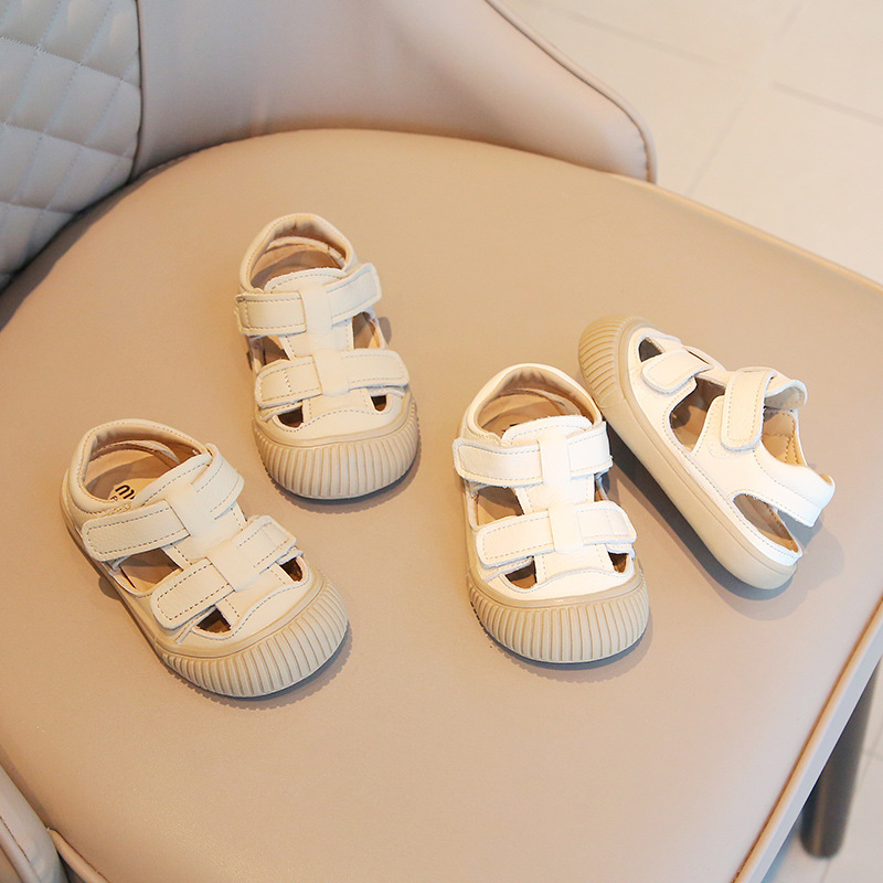 Ljetne dječje kožne sandale s mekanom potplatom, protivklizne, s Velcro kopčanjem, unisex, za djecu 1–3 godine