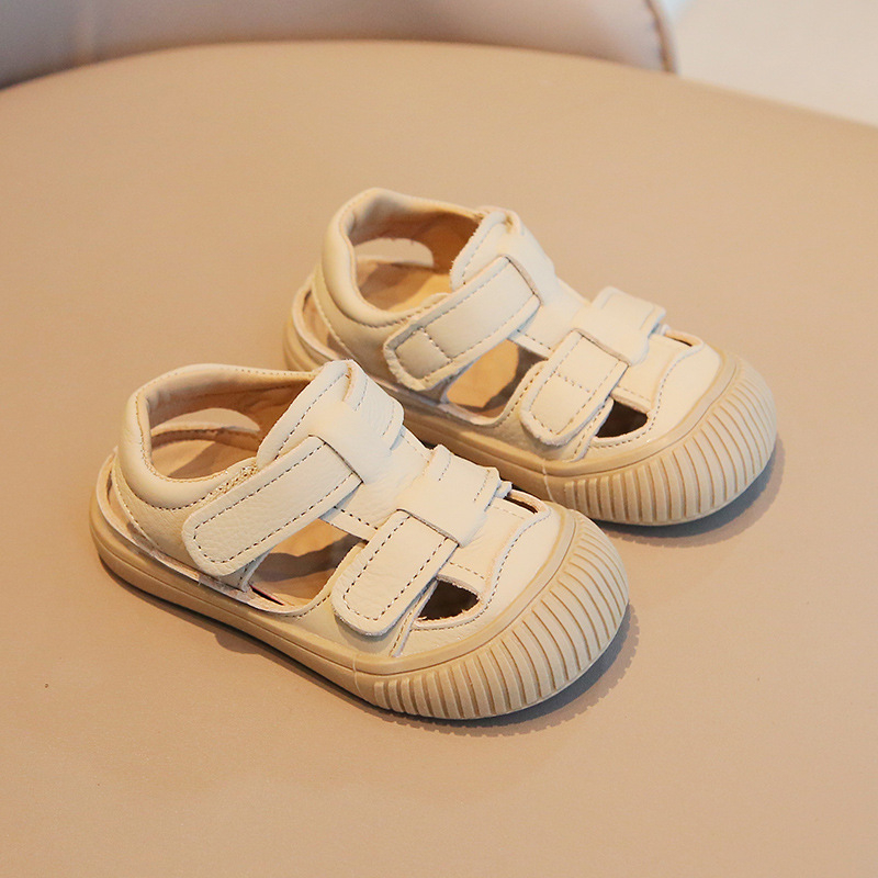 Ljetne dječje kožne sandale s mekanom potplatom, protivklizne, s Velcro kopčanjem, unisex, za djecu 1–3 godine