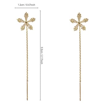 Zlatne naušnice s cvijetom i resicama od cirkonija, za žene – elegantan, minimalistički dizajn