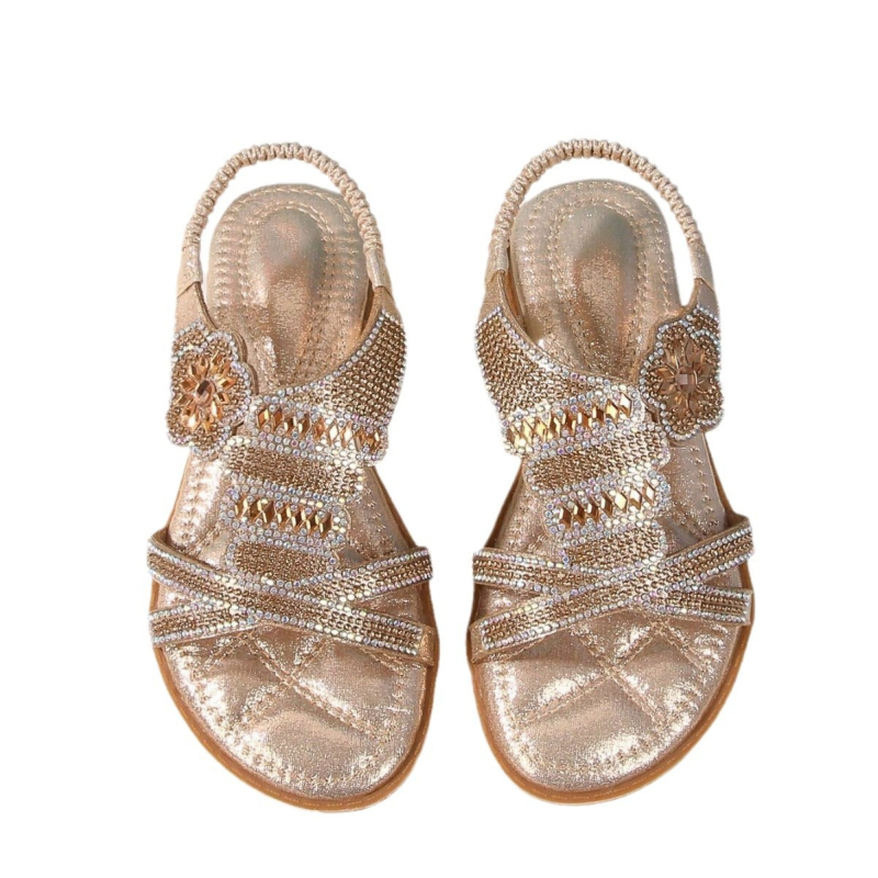 Boho dječje sandale s cvijećem i kristalima, stil princeze, mekana podloga