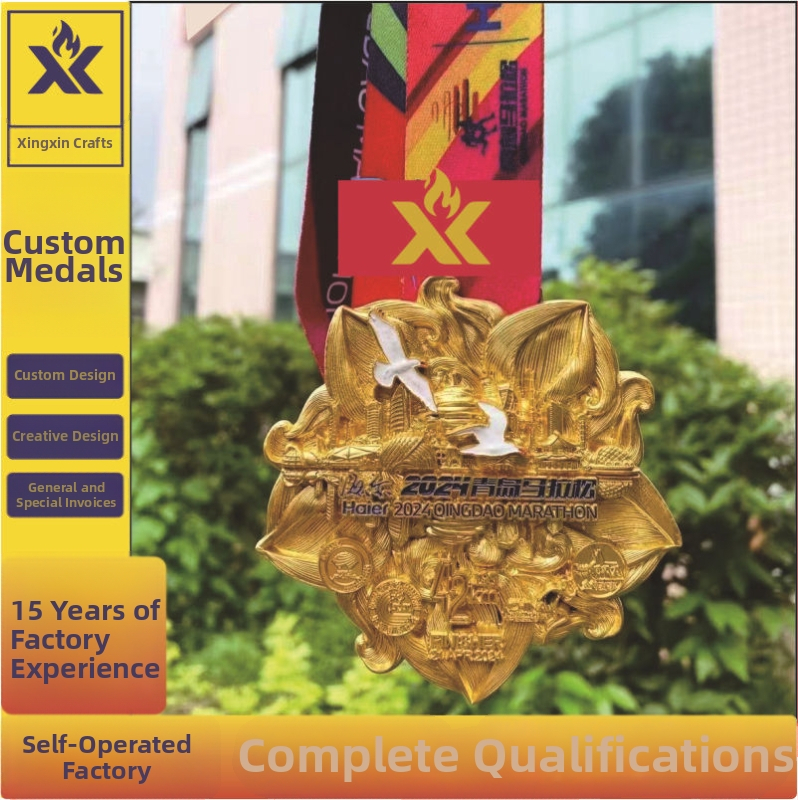 Prilagođena zlatna metalna medalja za maratonske i sportske događaje – školski taekwondo i karate turniri – korporativni teambuilding