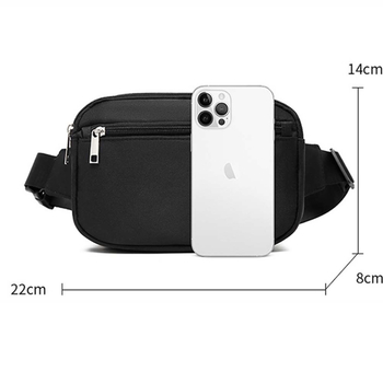 Ženska dvostruko slojevita crossbody torbica za struk, mala za trčanje i planinarenje, najlon, otisak logotipa