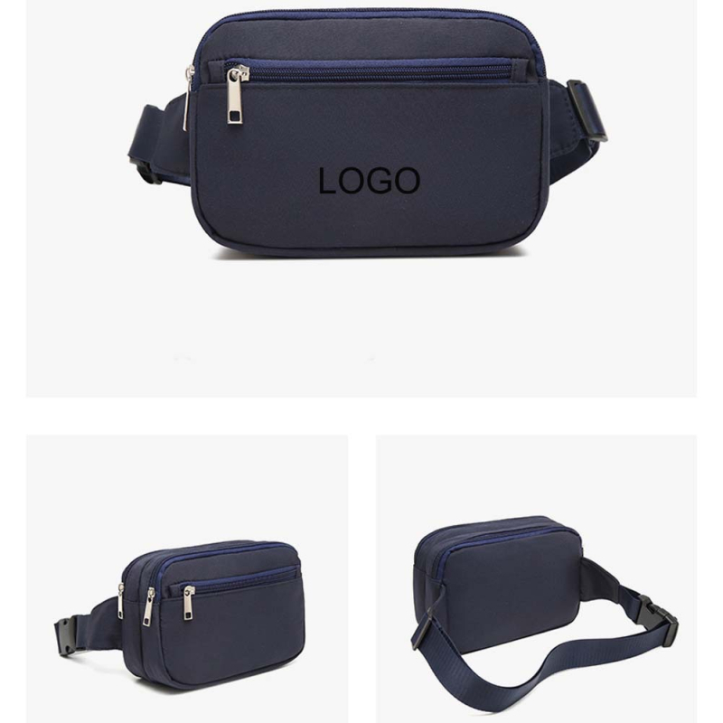 Ženska dvostruko slojevita crossbody torbica za struk, mala za trčanje i planinarenje, najlon, otisak logotipa